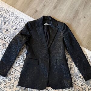 Alice + Olivia by Stacy Bendet Macey Black Brocade Blazer Jacket Size 4 Like New